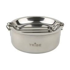 Набір туристичного посуду з нержавіючої сталі Tribe Tourist Set 1.2 л – казанок і тарілка в чохлі (T-FG-0008-metal)