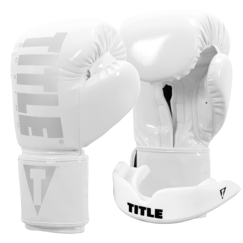 Боксерські рукавиці TITLE Boxing Inferno Intensity Elastic White 18 oz (капа в комплекті)