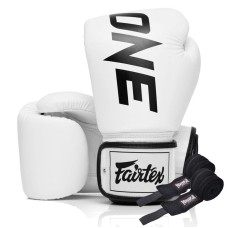 Боксерські рукавиці Fairtex BGV1-ONE (натуральна шкіра) White 10 унцій (бинти в комплекті)
