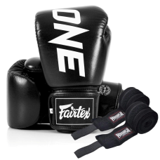 Боксерські рукавиці Fairtex BGV1-ONE (натуральна шкіра) Black 10 унцій (бинти в комплекті)