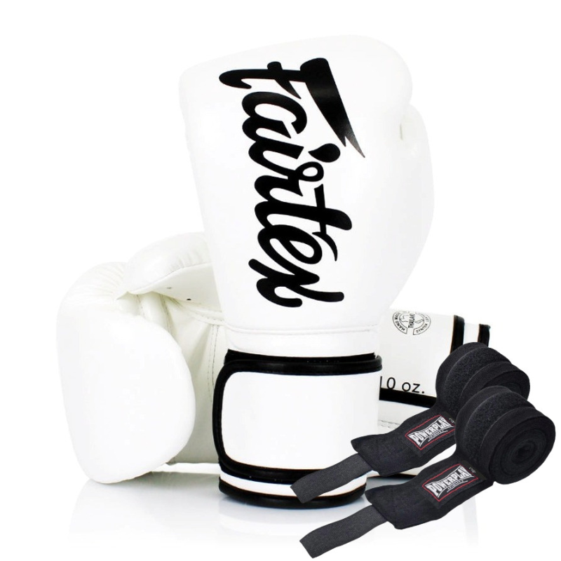 Боксерські рукавиці Fairtex BGV14 White 14 унцій (бинти в комплекті)