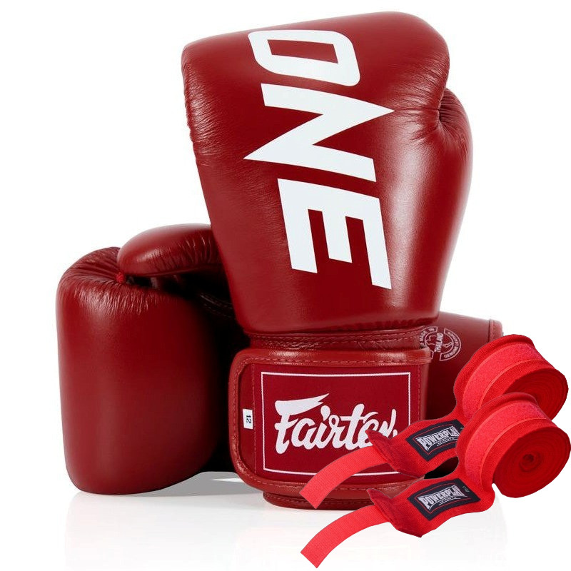 Боксерські рукавиці Fairtex BGV1-ONE (натуральна шкіра) Red 10 унцій (бинти в комплекті)