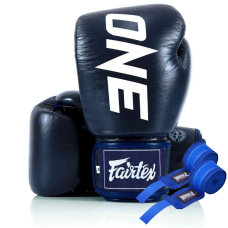 Боксерські рукавиці Fairtex BGV1-ONE (натуральна шкіра) Blue 14 унцій (бинти в комплекті)