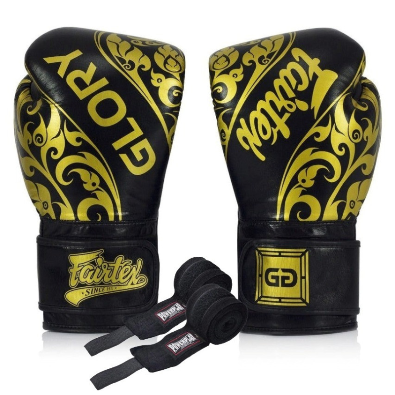 Боксерські рукавиці Fairtex BGVG2 Velcro Black 14 унцій (бинти в комплекті)