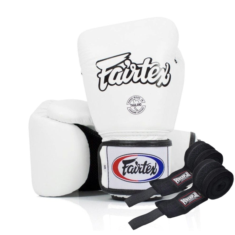 Боксерські рукавиці Fairtex BGV1 White 10 унцій (бинти в комплекті)