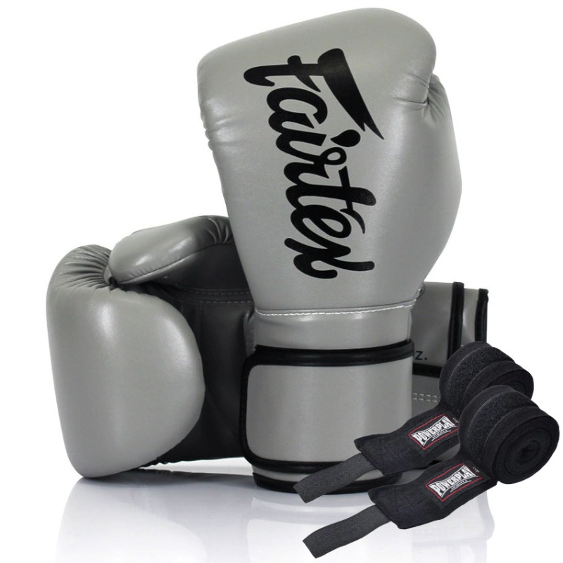 Боксерські рукавиці Fairtex BGV14 Grey 10 унцій (бинти в комплекті)