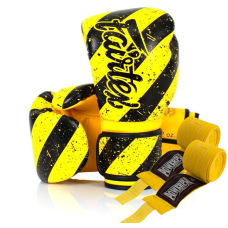 Боксерські рукавиці Fairtex BGV14Y Yellow/Black 12 унцій (бинти в комплекті)