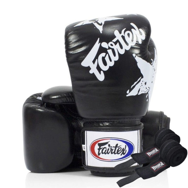 Боксерські рукавиці Fairtex BGV1 Nation Print Black 16 унцій (бинти в комплекті)