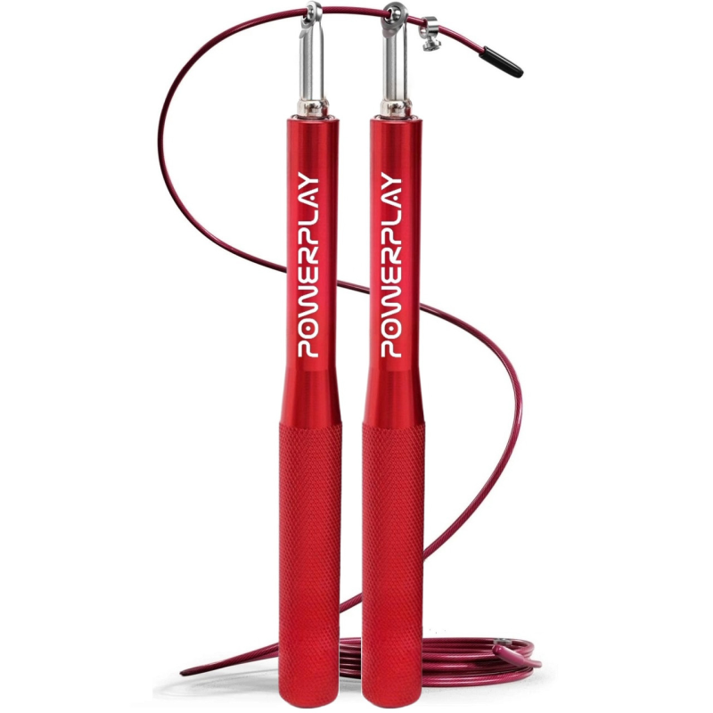 Скакалка швидкісна на підшипниках алюмінієва PowerPlay 4207 Elite Jump Rope Червона (3m.)