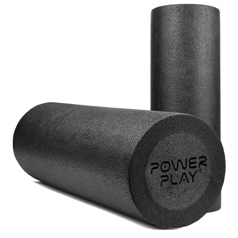 Масажний ролик (роллер) гладкий PowerPlay 4021 Fitness Roller Чорний (30x15см.)