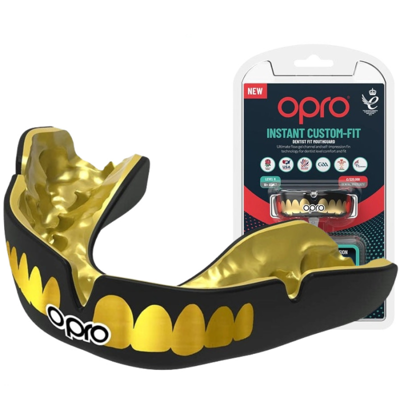 Капа OPRO Instant TEETH доросла (вік 11+) Black/Gold (art.102526001)