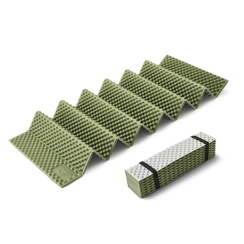 Килимок туристичний складаний одномісний IXPE Naturehike CNK2450WS044 з алюмінієвою плівкою, 195x60x1.8 см, оливковий