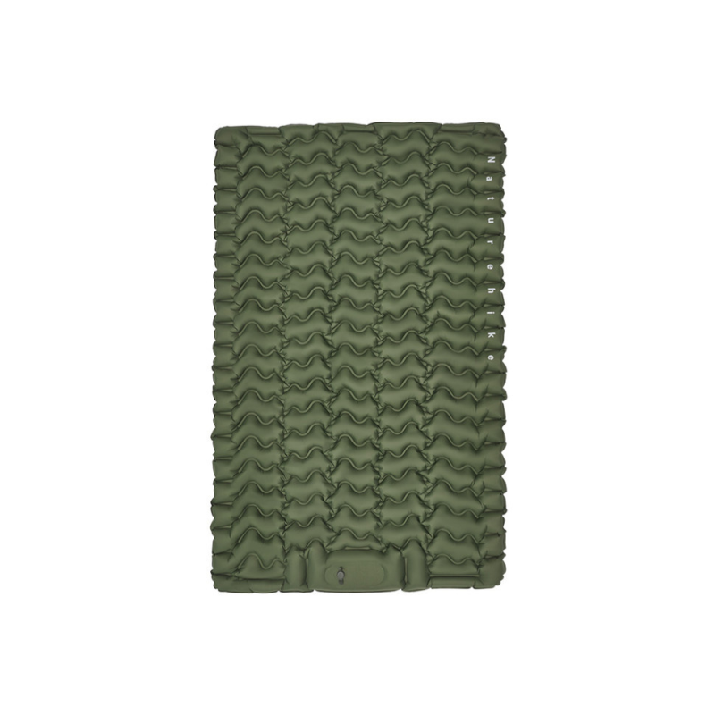 Матрац туристичний надувний двомісний Naturehike CNK2550WS019, 200х125х6.5 см, зелений із вбудованою помпою для надування