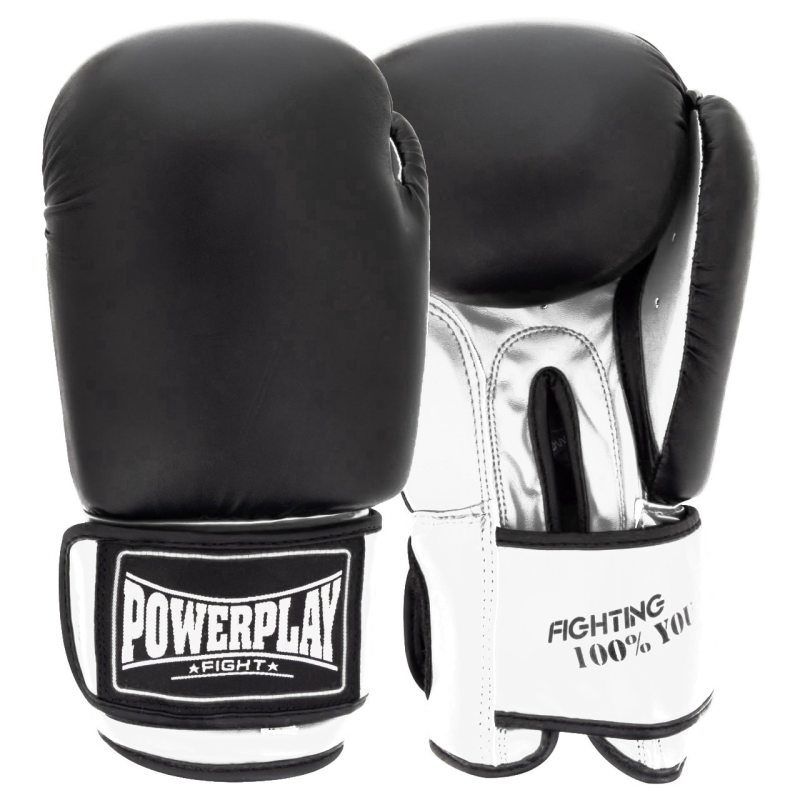 Боксерські рукавиці PowerPlay 3004 Classic Чорно-Білі 14 унцій