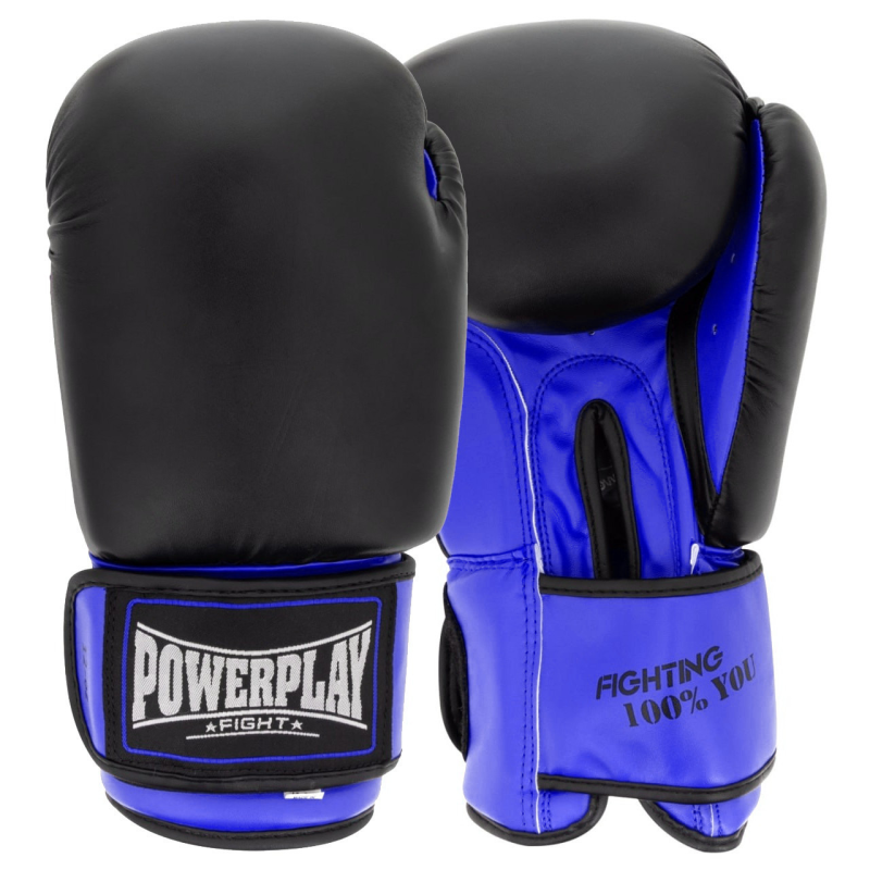 Боксерські рукавиці PowerPlay 3004 Classic Чорно-Сині 16 унцій