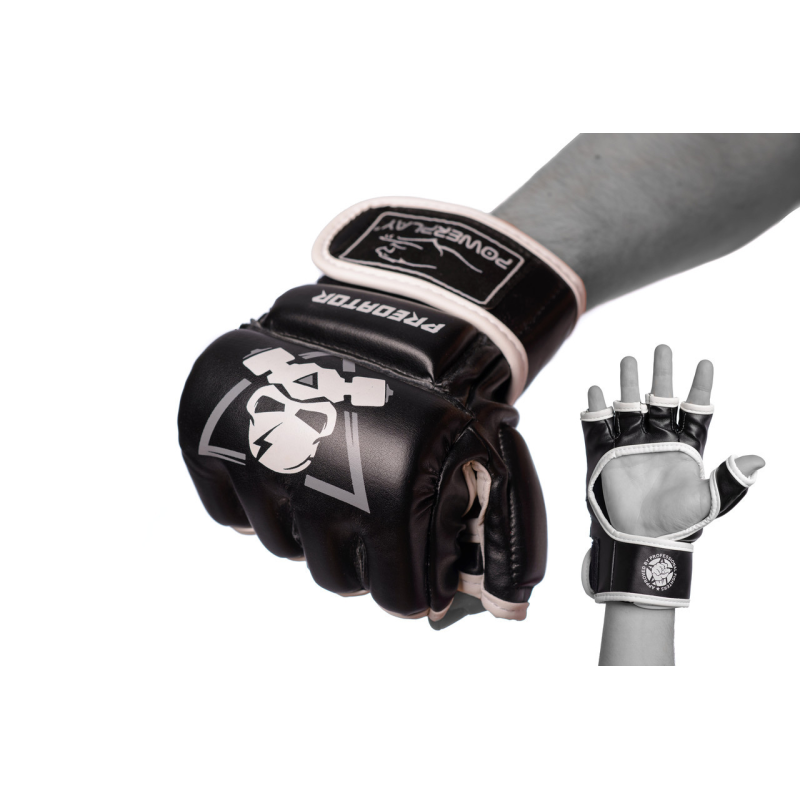 Рукавиці для MMA PowerPlay 3056 А Чорно-Білі L