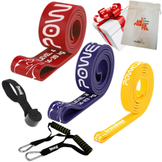 Еспандер-петля (гумові петлі) PowerPlay PP_0022 набір 3шт. опір 5-39кг. (сумарно 76кг.) + ручки та якір
