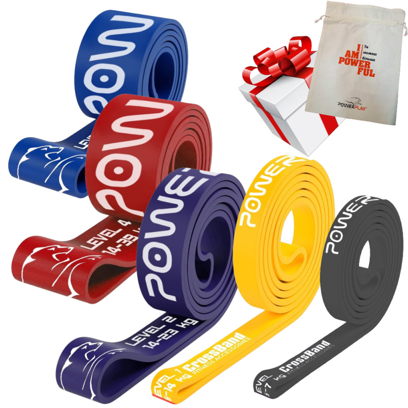 Еспандер-петля (гумка для фітнесу і кроссфіту) PowerPlay PP_0017 набір 5шт. опір 2-45кг. (сумарно 128кг.)