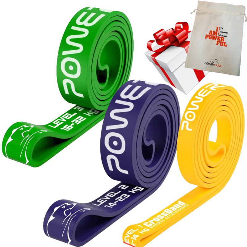 Еспандер-петля (гумка для фітнесу і кроссфіту) PowerPlay PP_0011 набір 3шт. опір 5-32кг. (сумарно 69кг.)