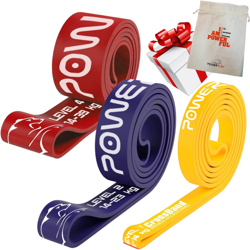 Еспандер-петля (гумка для фітнесу і кроссфіту) PowerPlay PP_0012 набір 3шт. опір 5-39кг. (сумарно 76кг.)