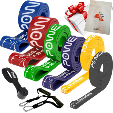 Еспандер-петля (гумові петлі) PowerPlay PP_0028 набір 6шт. опір 2-45кг. (сумарно 160кг.) + ручки та якір
